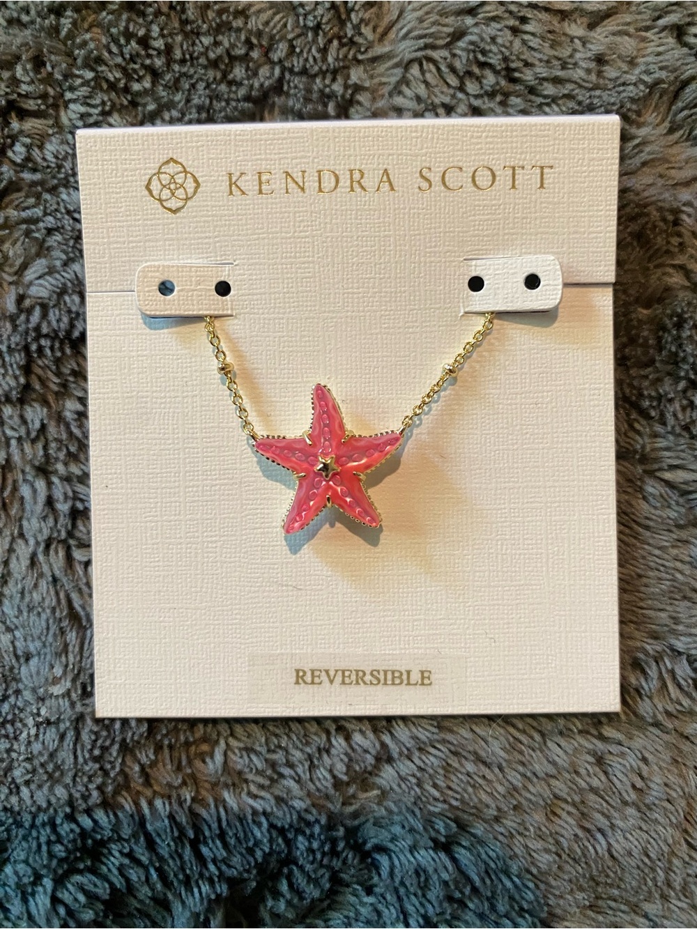 BNWT Kendra Scott Parker Starfish Gold Short Pendant Necklace Pink MOP $85